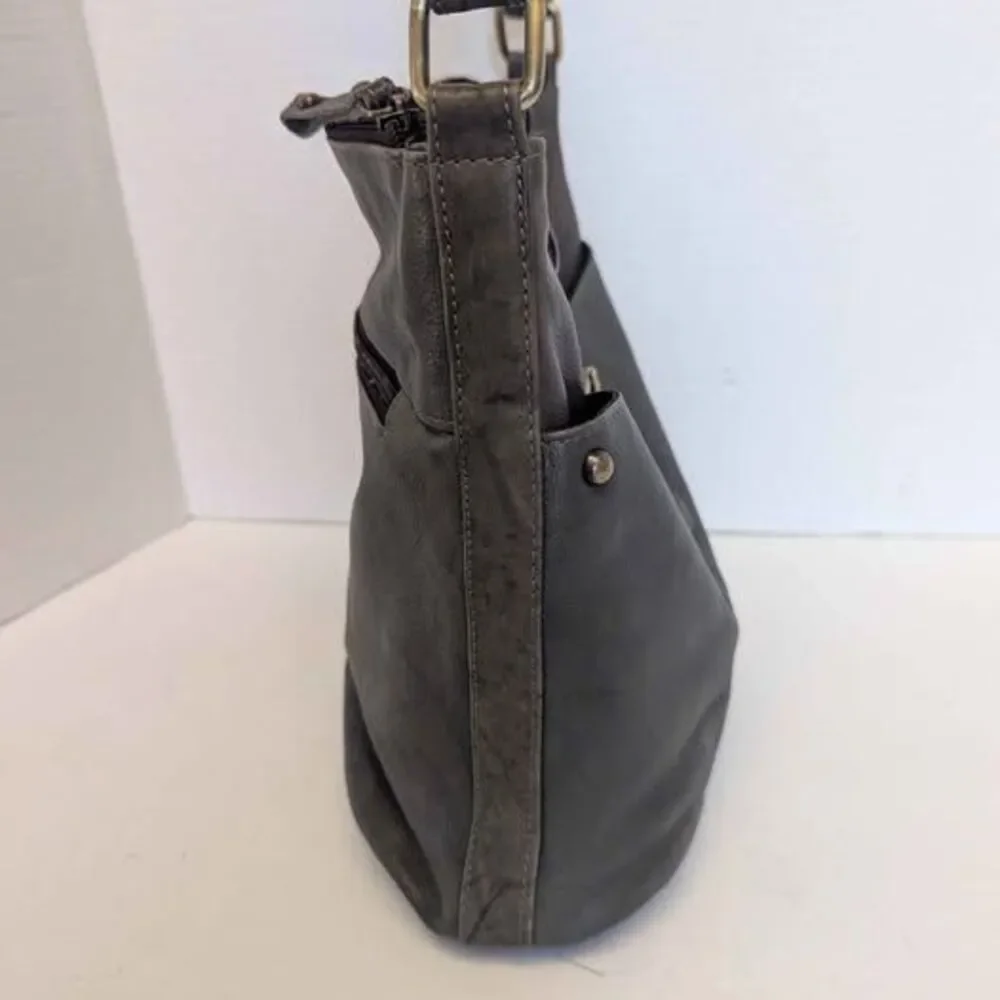 Great American Leather Works Gray Crossbody Messenger Bag Purse for Her 10x9x4